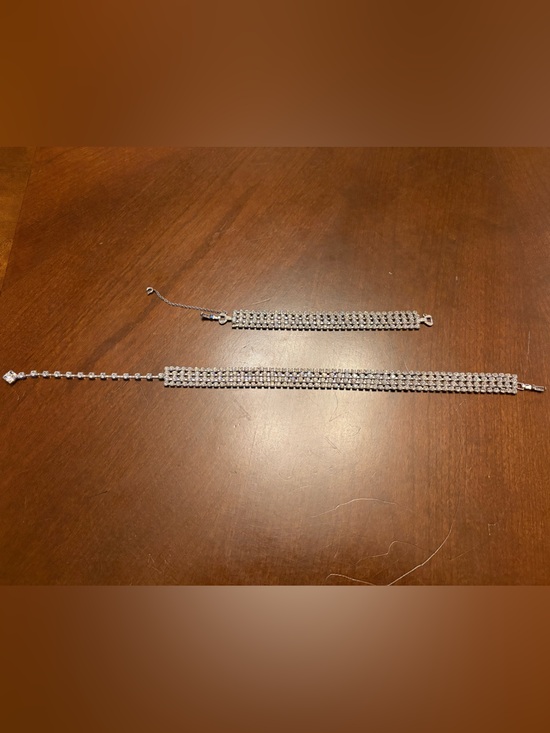 Jewelry - Vintage 60’s Silver Toned Crystal Rhinestone Choker Type Necklace & Bracelet